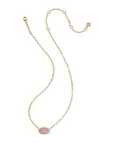 ELISA LUXE SHORT PENDANT NECKLACE GOLD LIGHT PINK CZ