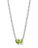 CAILIN CRYSTAL PENDANT NECKLACE SILVER GREEN PERIDOT CRYSTAL
