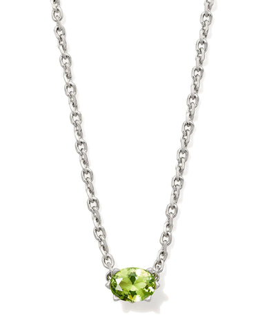 CAILIN CRYSTAL PENDANT NECKLACE SILVER GREEN PERIDOT CRYSTAL
