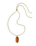DANIELLE RIVETED LONG PENDANT NECKLACE VINTAGE GOLD ORANGE BANDED AGATE