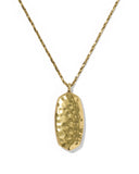 DANIELLE RIVETED LONG PENDANT NECKLACE VINTAGE GOLD ORANGE BANDED AGATE