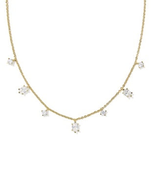 Kendra Scott-Cailin Delicate Strand Necklace Gold White CZ