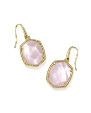 Kendra Scott-Daphne Frame Drop Earrings Gold Light Pink Mother of Pearl