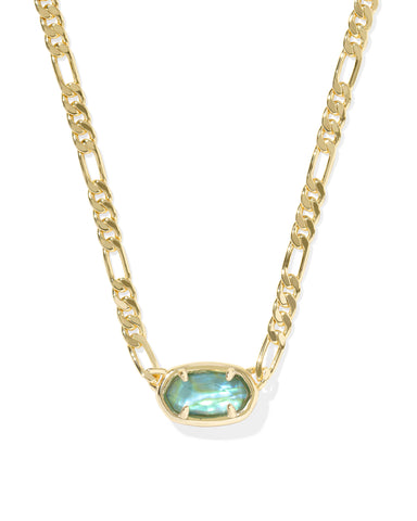 ELISA FIGARO CHAIN SHORT PENDANT NECKLACE GOLD DEEP AQUA ILLUSION