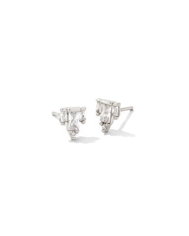 JULIETTE STUD EARRINGS RHODIUM WHITE CRYSTAL
