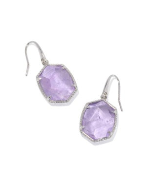 DAPHNE FRAME DROP EAR SILVER PURPLE AMETHYST