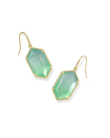 HALLIE DROP EARRINGS GOLD MINT GREEN WATERCOLOR ILLUSION