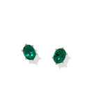 CAILIN CRYSTAL STUD EARRINGS GOLD GREEN CRYSTAL