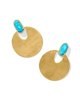 DEENA EARRINGS GOLD BRONZE VEINED TURQUOISE