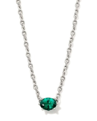 Calin Crystal Pendnt Necklace Silver Green Crystal