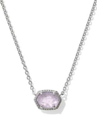 Kendra Scott-Daphne Frame Short Pendant Necklace Silver Purple Amethyst