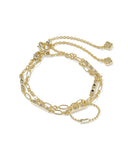FATE SET OF 2 DELICATE CHAIN BRACELETS GOLD WHITE CZ
