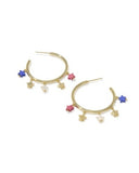 CAMILA HOOP EARRINGS GOLD RED WHITE BLUE MIX