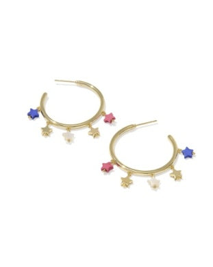 CAMILA HOOP EARRINGS GOLD RED WHITE BLUE MIX