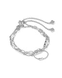 FATE SET OF 2 DELICATE CHAIN BRACELETS SILVER WHITE CZ