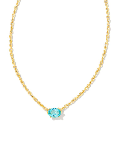 CAILIN CRYSTAL PENDANT NECKLACE GOLD AQUA CRYSTAL