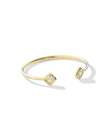 MALLORY CRYSTAL CUFF BRACELET GOLD WHITE CZ S/M
