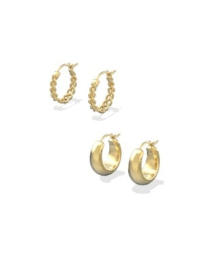 GABRIELLA SET OF HUGGIE EARRINGS GOLD