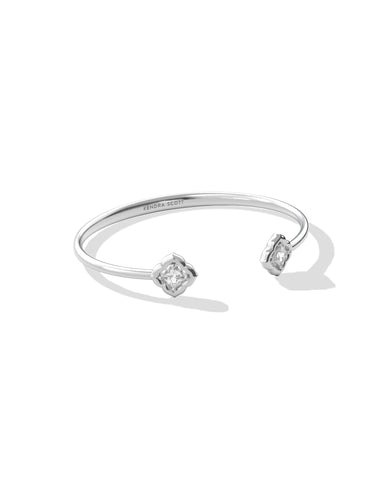 MALLORY CRYSTAL CUFF BRACELET SILVER WHITE CZ S/M