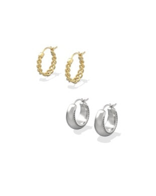 GABRIELLA SET OF HUGGIE EARRINGS MIXED METAL