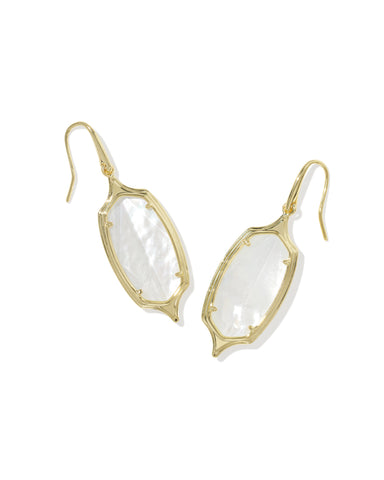 DANI STEPPED FRAME DROP EARRINGS GOLD IVORY MOTHER OF PEARL