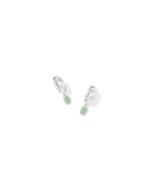 MINI ELLIE WIDE HUGGIE EARRINGS SILVER GREEN OPAL