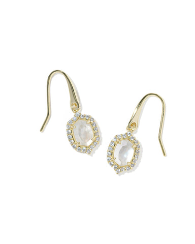 DAPHNE CRYSTAL FRAME DROP EARRINGS GOLD IVORY MOTHER OF PEARL