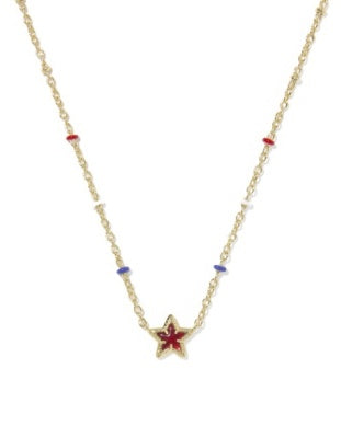 MINI CASSIDY SHORT PENDANT NECKLACE GOLD RED