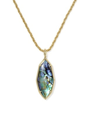 OPHELIA LARGE LONG PENDANT NECKLACE GOLD ABALONE SHELL