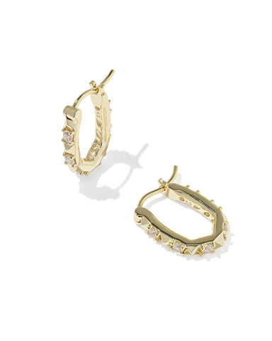 FATE HUGGIE EARRINGS GOLD WHITE CZ