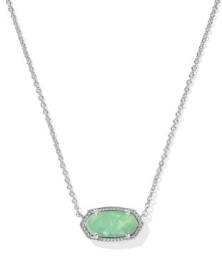ELISA PENDANT NECKLACE SILVER MINT IRIDESCENT ABALONE