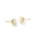 CAILIN CRYSTAL STUD EAR GOLD WHITE IRDSCNT