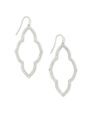 ABBIE OPEN FRAME EARRINGS RHODIUM METAL