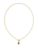 DAPHNE CRYSTAL FRAME TOGGLE NECKLACE GOLD BRONZE VEINED PURPLE AMETHYST