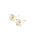 CAILIN CRYSTAL STUD EAR GOLD WHITE IRDSCNT