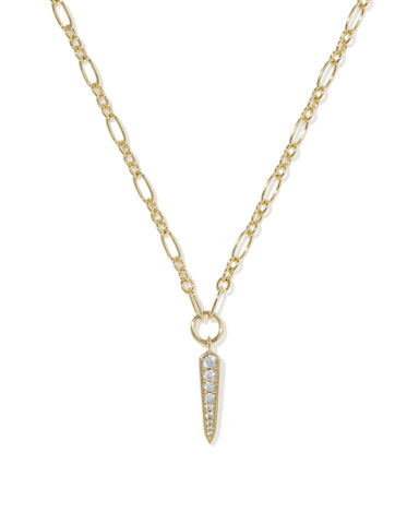 FATE SHORT PENDANT NECKLACE GOLD WHITE CZ