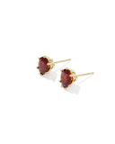 CAILIN CRYSTAL STUD EARRINGS GOLD BURGUNDY CRYSTAL