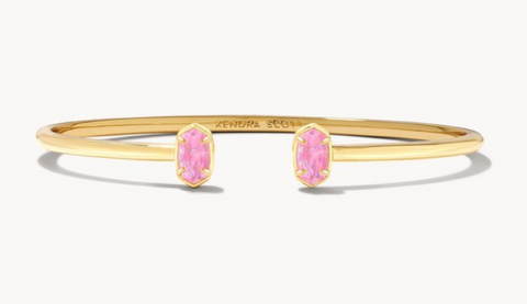 EMILIE CUFF BRACELET GOLD PINK IRIDESCENT GLITTER GLASS