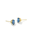 CAILIN CRYSTAL STUD GOLD EARRINGS BLUE CRYSTAL