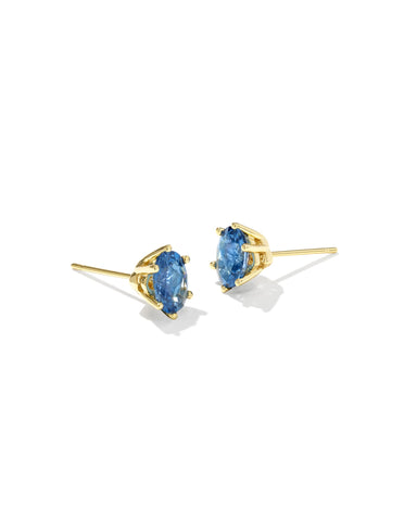 CAILIN CRYSTAL STUD GOLD EARRINGS BLUE CRYSTAL