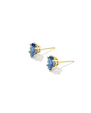 CAILIN CRYSTAL STUD GOLD EARRINGS BLUE CRYSTAL