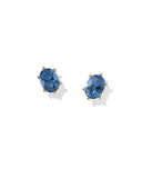 CAILIN CRYSTAL STUD GOLD EARRINGS BLUE CRYSTAL