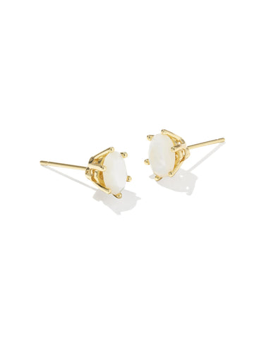 CAILIN CRYSTAL STUD EARRINGS GOLD IVORY MOTHER OF PEARL