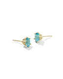 CAILIN CRYSTAL STUD EARRINGS GOLD AQUA CRYSTAL