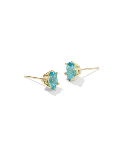 CAILIN CRYSTAL STUD EARRINGS GOLD AQUA CRYSTAL