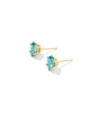 CAILIN CRYSTAL STUD EARRINGS GOLD AQUA CRYSTAL