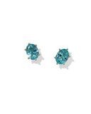 CAILIN CRYSTAL STUD EARRINGS GOLD AQUA CRYSTAL