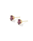 CAILIN CRYSTAL STUD EARRINGS GOLD PURPLE CRYSTAL