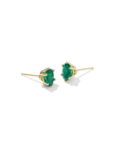 CAILIN CRYSTAL STUD EARRINGS GOLD GREEN CRYSTAL