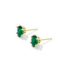 CAILIN CRYSTAL STUD EARRINGS GOLD GREEN CRYSTAL